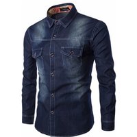 Double Pocket Denim Long Sleeve Shirt