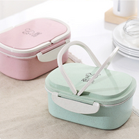Eco Friendly Wheat Straw Double Layer Bento Lunch Box