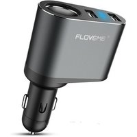 Free Shipping 5V/3.1A Universal LED Dual USB Car Charger FLOVEME Alloy Car Lighter Slot Mobile Phone Charger