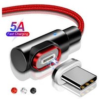 Magnetic 5A USB Type C Fast Charger Sync Cable For Huawei Nylon LED Indicator Light Charges