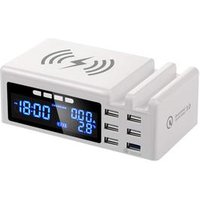 JustLink Qi Wireless Charger 6-Port USB 45W 8A Multi USB Fast Charging Station with QC 3.0 for iPhone iPad Samsung Galaxy