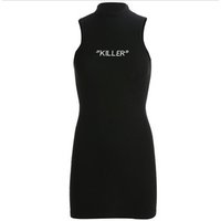 X89080B ladies sleeveless black slim dress
