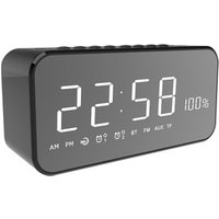 MX22 smart phone wireless mp3 player bedroom decor desk make up mirror large screen LED luxury digital alarm clock with FM radio