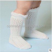 Infant & Toddler high quality crochet ruffle antiskid socks baby knee high socks