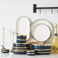 Wholesale Nordic luxury phnom penh family combination soup bowl salad dishes ceramic plate tableware