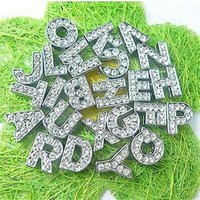 full rhinestone 8mm A-Z Slide letters Charm DIY Accessories fit wristband pet collar