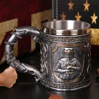 The newest stainless steel liner drinking mug resin 3D skeleton cup mug for halloween bar party