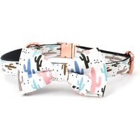 cactus Personalized Laser Engraved Dog bow tie collar with matching leash