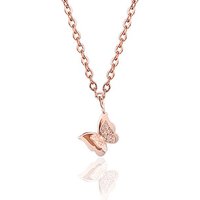 Newest Three Butterfly Necklace Rose Gold Plated Stainless Steel Pendant Necklace For Women