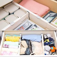 Adjustable Expandable Drawer Organizer Divider - Foam Ends, Strong Secure Hold, Locks in Place - for Bedroom, Bathroom, Closet
