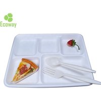 Alibaba Ecofriendly biodegradable 5 compartment disposable food tray sugarcane bagasse tray