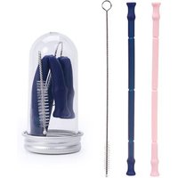 Eco Friendly Collapsible Silicone Drinking Cups With Straw Reusable Biodegradable Straw