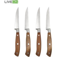 4pcs Stainless Steel Serrated Acacia Wood Handle Steak Knife Set