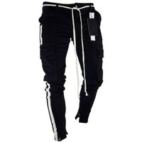 Low Price Men Tapered Skinny Cargo Jeans With Side Stripe