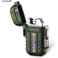 Portable Outdoor USB Double Arcs Electronic Waterproof And Windproof Lighter With Safety Button For Birthday Gift