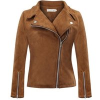S- 5xl Elegant Autumn Winter Zipper Basic Suede Coat Motorcycle Jacket Women Outwear Slim Short Jackets Y11283