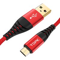 TOPK AN42 0.5M(1.6ft) 2.4A Gold plating Nylon Braided Metal Micro USB Cable Bulk