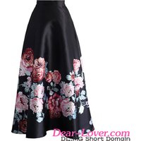 Monochrome Floral Print High Waist Maxi Skirt