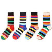 Colourful Striped Crew Cotton Casual Socks