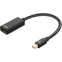 Mini DP Display Port to HDMI Adapter Cable for Custom Gold Plated Braided Black 20cm