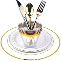 Round Rose Gold Plastic Plates Weddings
