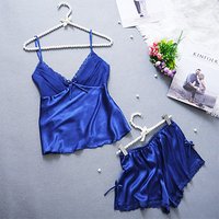 Silk Satin Pyjama Set Lace Shorts