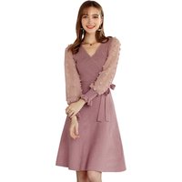 V Neck Slim Knit Dress Autumn Winter