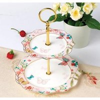 two tier cupcake plate stand ceramic nut dessert tray porcelain service dishes cake plate tea party pastry serving platter