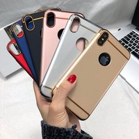 New Luxury Electroplate Chrome 3 in 1 Combo Slim Cover Mobile Phone for iPhone 8 7 6 Plus Hard Shell for Apple for iPhone X Case