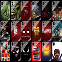 Continuously updated super hero marvel soft tpu tempered glass phone case for iphone