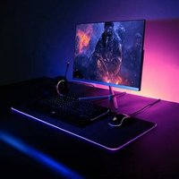2019 New Trendy Products Tabletop Gamer Large Small Led Lights RGB Gaming Mat Mouse Pad in 14 Color Changing Modes