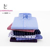 Striped Cotton Long Sleeve Button Collar Shirt