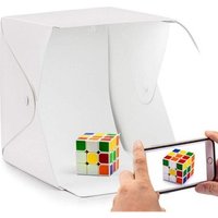 Folding portable LED mini photo studio photography studio with 2 led strips 2 light cloths for mobile or camera 40x40x40cm