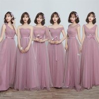 2019 newest European fashion elegant formal bridal wedding party sisters besties tulle gray long bridesmaid dresses
