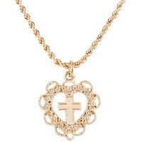 Religious Jewelry Valentine's Day Gift 18K Gold Plated Hollow Heart Cross Pendant Necklace