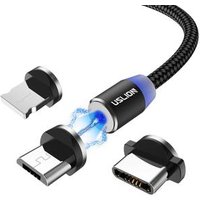 USLION 3 in 1 Magnetic Cable for Android Magnetic USB Cable LED Cable Type-C