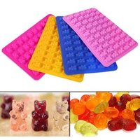 Eco-friendly 3D Bear 50 Cavity Silicone Tray With Dropper Make Chocolate Ice Tray Jelly Gummy Candy Mold