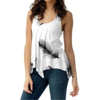 Feather Print Sleeveless Vest Top