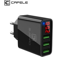 Cafele LED USB Charger Display 3 Ports Phone Charger EU US Plug Output DC 5V 3A USB Travel Wall Charger