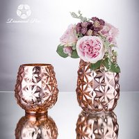 Rose Gold Mirrored Glass Round Bottom Flower Vase