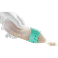 BPA Free Food Grade Feeder Silicone Rice paste Squeeze Baby Feeding Bottle with Spoon Low MOQ