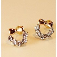 2019 Yiwu factory directly sells Korean flash drill bow ear nail small jewelry wholesale Earrings for women