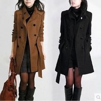 Woollen Winter Trench Coat Fur Collar