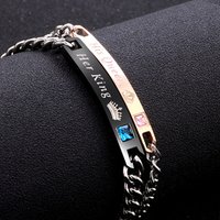 His Queen Her King His Beauty Her Beast Crown Couple Bracelet Crystal Crown Charm Bangle Bracelet (KB8143)