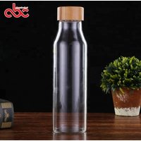 550ml High Borosilicate Glass Water Bottle Wth Bamboo Lid Glass Drinking Bottle With Bamboo Cap