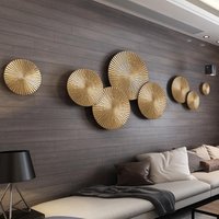 Modern 8 pieces set Gold Sunburst Decorative Wall Hanging Art and Craft Sculpture for Home Decoration Sculpture