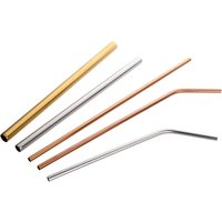 Stainless Steel Smooth Edging Multicolor Silver Black Gold Rose Gold Plated Metal Straw