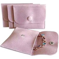 10x10cm Logo Printed Flap Suede Jewellery Envelope Gift Pouch Dust Bag With Metal Button
