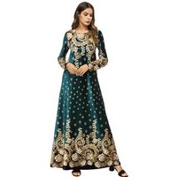 Long Sleeve Velvet Party Abaya Muslim Dress