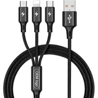 3A Nylon Braided Usb Charger 3in1 Usb Charger Cable multi-function Charging Cable